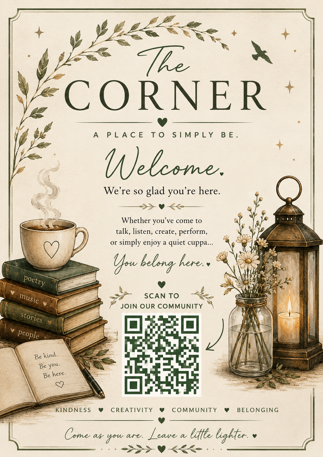 QR code linking to The Corner
